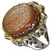 انگشتر نقره عقیق یمنی مخراج یاقوت مردانه دست ساز [رزق و روزی » و من یتق الله]